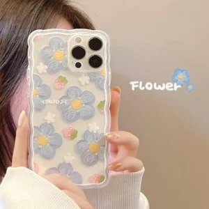 iPhone Back Cover Only - Flower Design, Blue