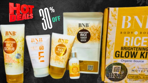5 In 1 BNB-Rice Whitening And Glowing Facial Kit Sun Screen , Face Wash, Scrub, Mask , Glow Serum 30ml